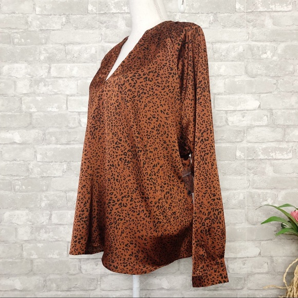 BISHOP + YOUNG Denali Leopard Print Long Sleeve Blouse Size Large - Picture 4 of 16